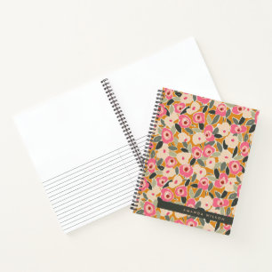 Handgezeichnetes, kräftiges, tintenartiges Blumenm Notizbuch
