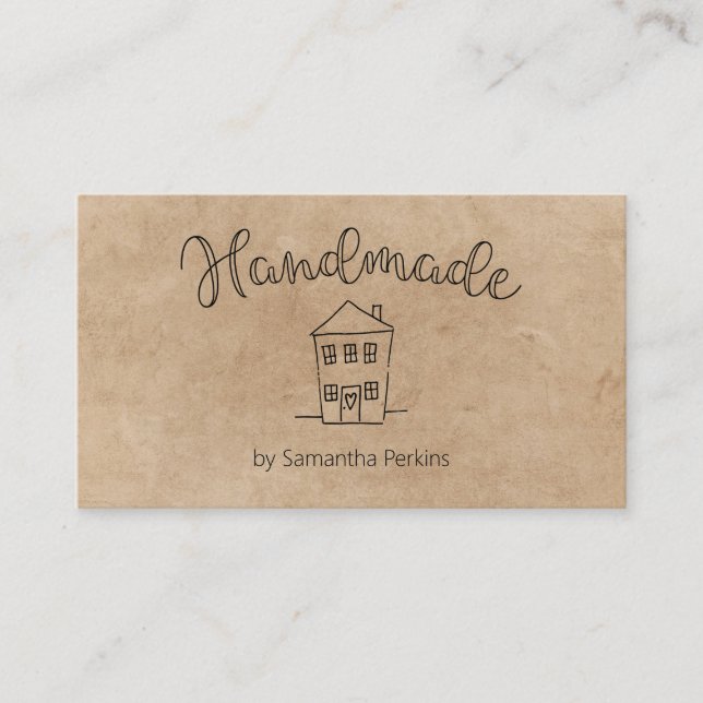 Handgezeichnetes Kraftpapier Visitenkarte (Vorderseite)