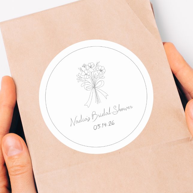 Handgezeichnetes Lässiges florales Cooles Brautpar Runder Aufkleber (Von Creator hochgeladen)