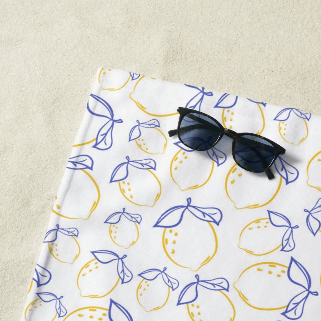 Handgezeichnetes Lemon Pattern Beach Handtuch (Beispiel)