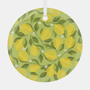Handgezeichnetes Lemons farbiges Tapete Ornament Aus Glas