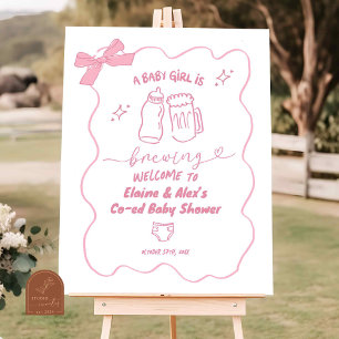 Handgezeichnetes Mädchen ein Baby brütet Begrüßung Poster