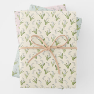 Handgezeichnetes Maiglöckchen Rosa Frühlings- Geschenkpapier Set