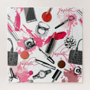Handgezeichnetes Make-up, vintagegrafisches Muster