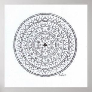 Handgezeichnetes Mandala-Poster zum Einfärben Poster