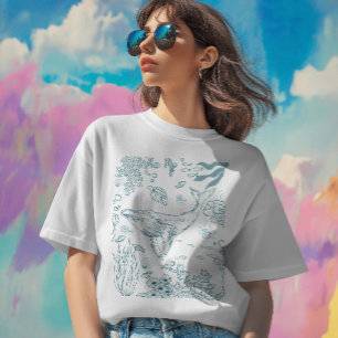 Handgezeichnetes Meeresleben T-Shirt