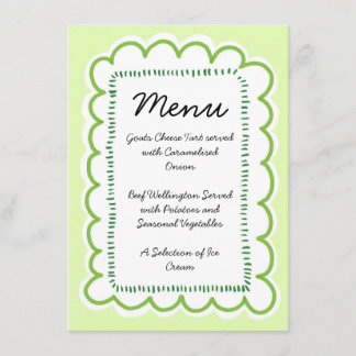 Handgezeichnetes Menü "Scallop Edge Wavy Green Bor Menükarte