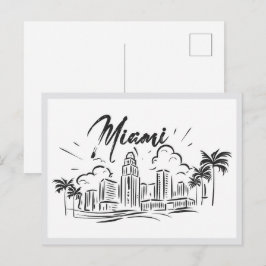 Handgezeichnetes Miami Florida USA Postkarte