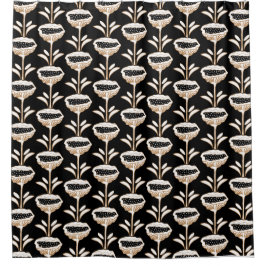 Handgezeichnetes, modernes Mohndesign Schwarzes Go Duschvorhang