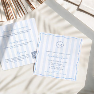 Handgezeichnetes Muschel-Monogramm Coastal Bridal  Einladung