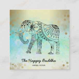 ** Handgezeichnetes Muster Buddha Gold Quadratische Visitenkarte