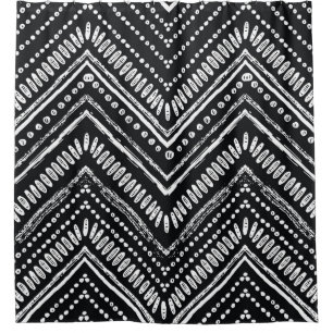 Handgezeichnetes Muster. Zigzag und Stripe Line, S Duschvorhang