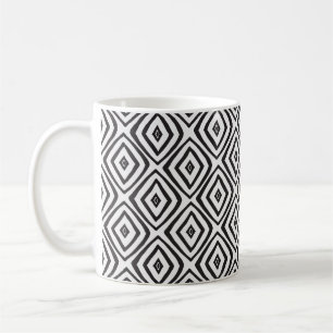 Handgezeichnetes nahtloses Muster in Schwarz/Weiß. Kaffeetasse