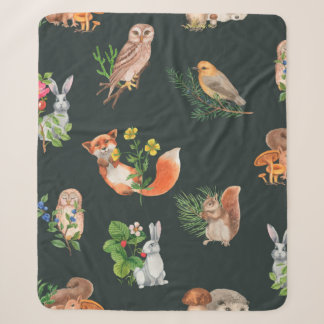 Handgezeichnetes nahtloses Muster mit Aquarellwald Sherpadecke