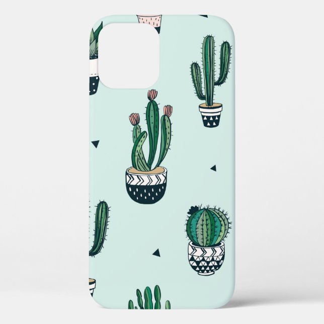 Handgezeichnetes nahtloses Muster mit Kakteen und  Case-Mate iPhone Hülle (Rückseite)