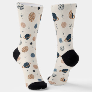 Handgezeichnetes Nahtloses Muster mit Planeten Socken