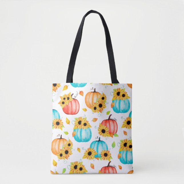 Handgezeichnetes nahtloses Muster mit Sonnenblumen Tasche (Vorderseite)
