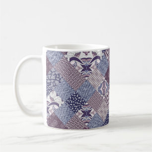 Handgezeichnetes, nahtloses Patchwork-Muster. Vint Kaffeetasse
