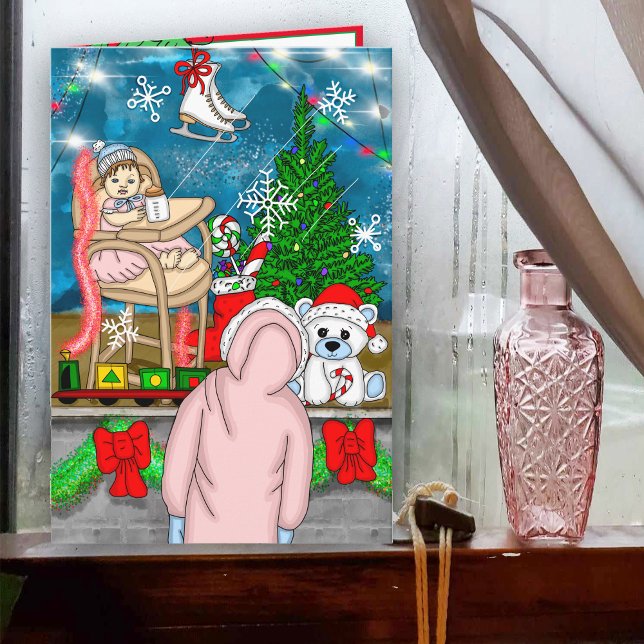 Handgezeichnetes Nostalgisches Weihnachtsfenster Karte (Von Creator hochgeladen)