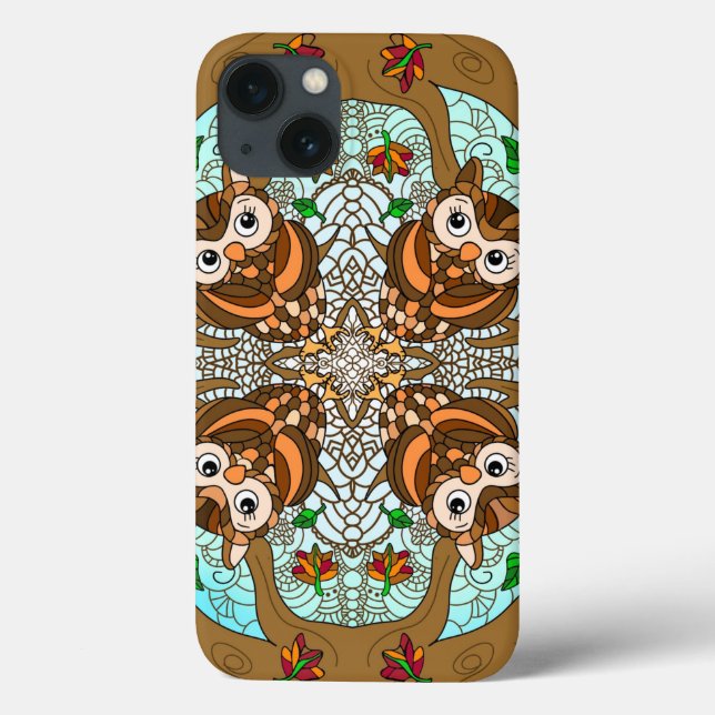 Handgezeichnetes Owl Mandala Artwork Case-Mate iPhone Hülle (Rückseite)