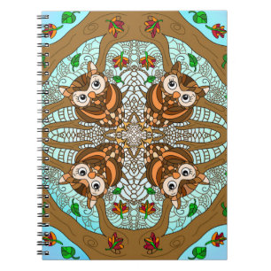 Handgezeichnetes Owl Mandala Artwork Notizblock