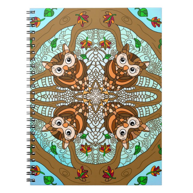 Handgezeichnetes Owl Mandala Artwork Notizblock (Vorderseite)