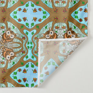 Handgezeichnetes Owl Mandala Artwork Wandteppich