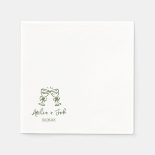Handgezeichnetes Paar Champagnerglas Hochzeitsserv Serviette