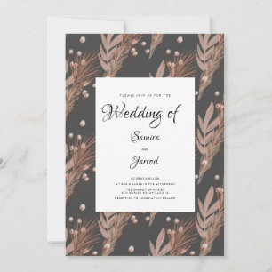 Handgezeichnetes Pampas-Muster Botanische Hochzeit Einladung