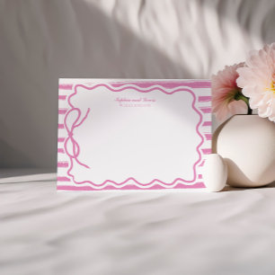 Handgezeichnetes Pink Bow Brautparty Stationierung Mitteilungskarte