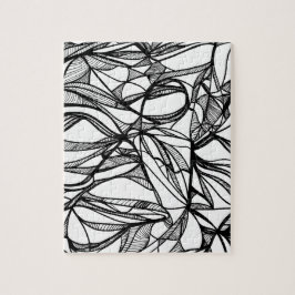 handgezeichnetes PUZZLE Schwarz-Weiß-Linienkunst z
