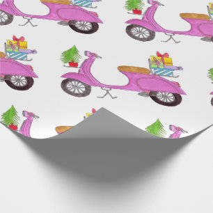 Handgezeichnetes Retro-Roller-Wrapping Paper Geschenkpapier