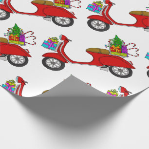 Handgezeichnetes Retro-Roller-Wrapping Paper Geschenkpapier