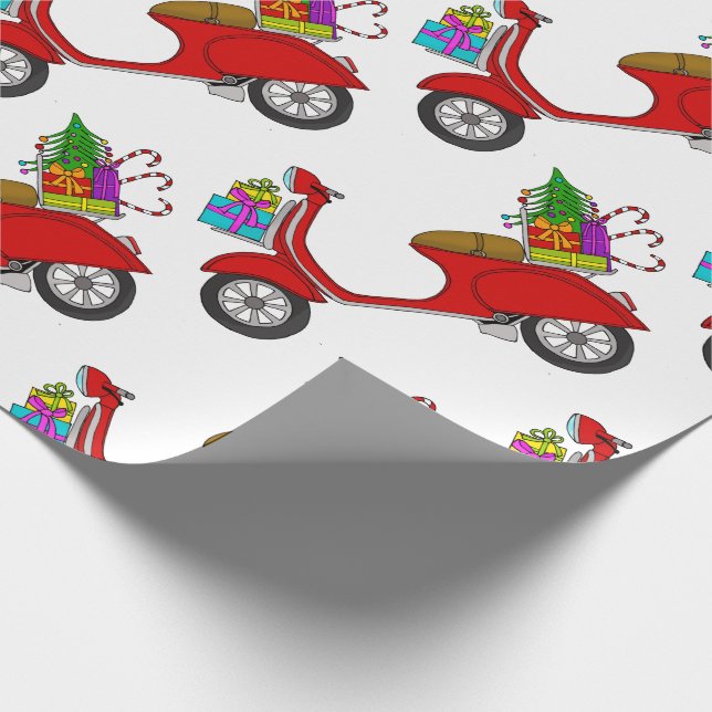 Handgezeichnetes Retro-Roller-Wrapping Paper Geschenkpapier (Ecke)