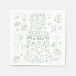 Handgezeichnetes Rokoko Soft Renaissance Coquette  Serviette