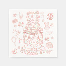 Handgezeichnetes Rokoko Soft Renaissance Coquette  Serviette