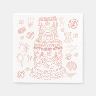 Handgezeichnetes Rokoko Soft Renaissance Coquette  Serviette