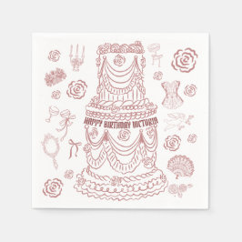 Handgezeichnetes Rokoko Soft Renaissance Coquette  Serviette