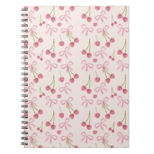 Handgezeichnetes rosa Kirsch-Coquette nahtloses Mu Notizblock