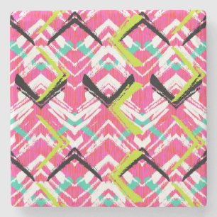 Handgezeichnetes Rosa Zickzack-Muster Steinuntersetzer