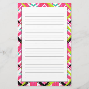 Handgezeichnetes Rosa Zig-Zag-Muster Briefpapier