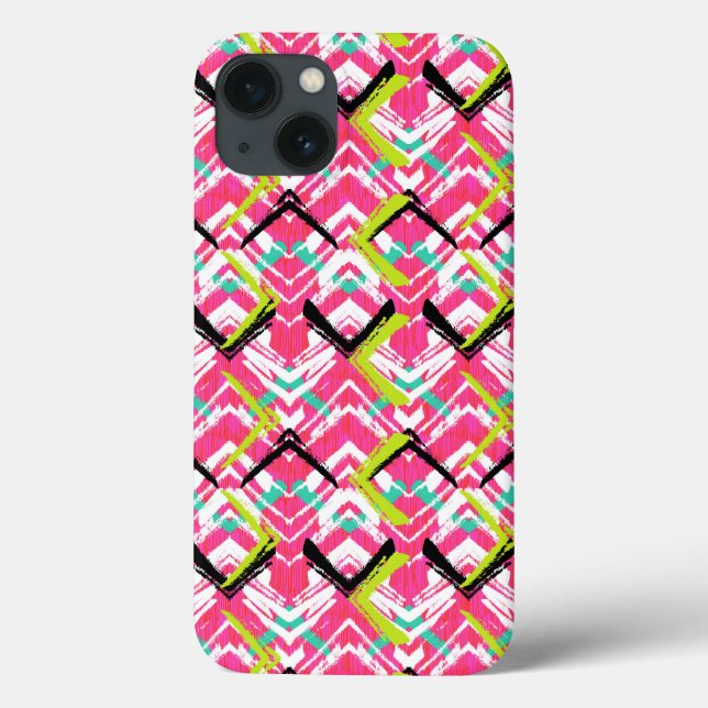 Handgezeichnetes Rosa Zig Zag Muster Case-Mate iPhone Hülle (Rückseite)