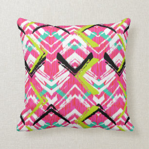 Handgezeichnetes Rosa Zig Zag Muster Kissen