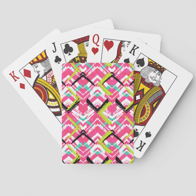 Handgezeichnetes rosa Zig-Zag-Muster Spielkarten (Rückseite)