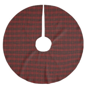 Handgezeichnetes rotes Karomuster Polyester Weihnachtsbaumdecke