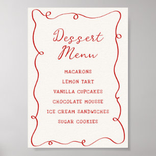 Handgezeichnetes rotes Rahmen-Dessert-Menü Poster