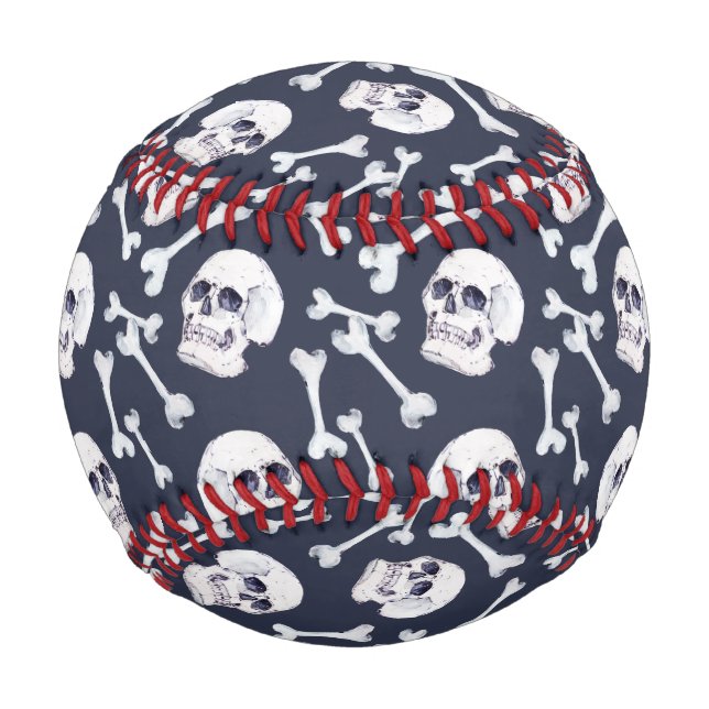 Handgezeichnetes Schädelmuster Baseball (Vorderseite)