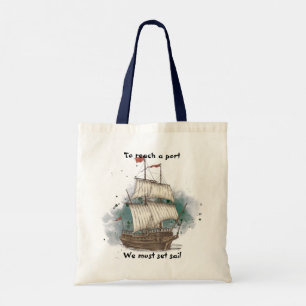 Handgezeichnetes Schiff Tragetasche