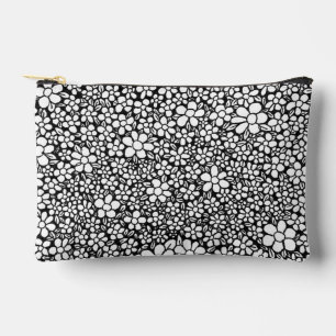 Handgezeichnetes Schwarz-Weiß-Blumenmuster Zubehörtasche