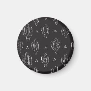 Handgezeichnetes schwarzes Kaktusmuster Magnet